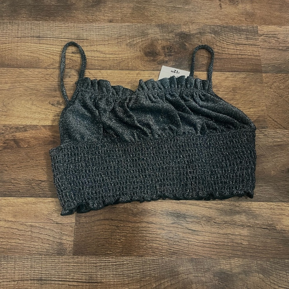 Green Shimmer Crop Top